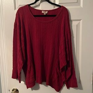 Red knit long sleeve tunic